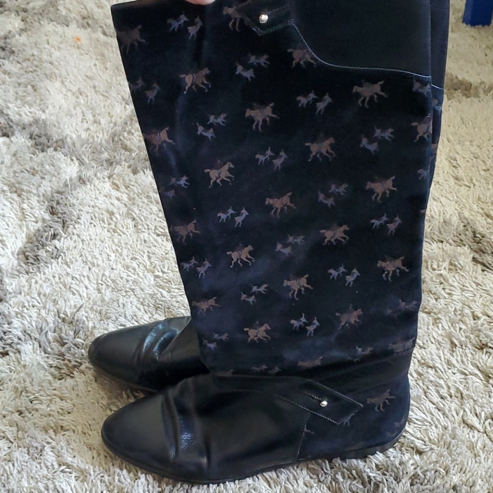 Bally Vintage RARE Horse Print Pull On Boots 8 1/2 - Picture 5 of 7